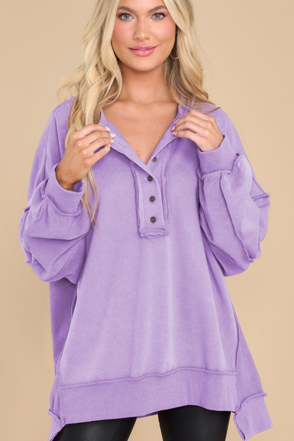 Exposed Seam Long Sleeve Sweatshirt - Charming Charlie