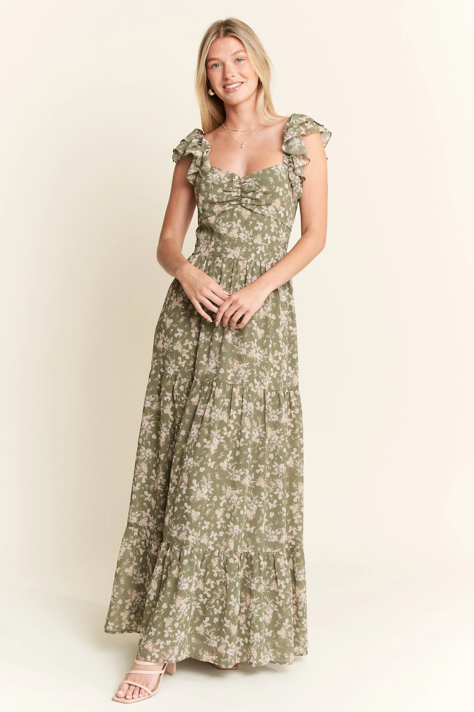Jade By Jane Ruffle Sleeve Tiered Maxi Dress Charming Charlie Jade By Jane Ruffle Sleeve Tiered Maxi Dress Charming Charlie