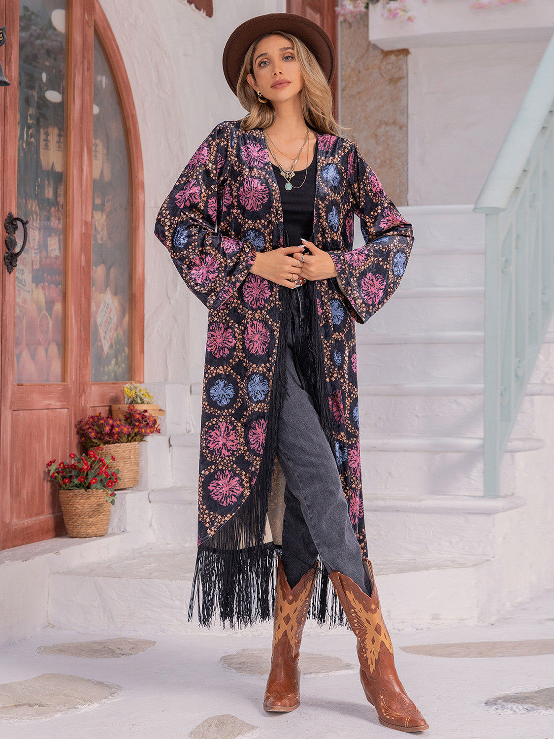 Fringe Open Front Long Sleeve Cardigan – Charming Charlie