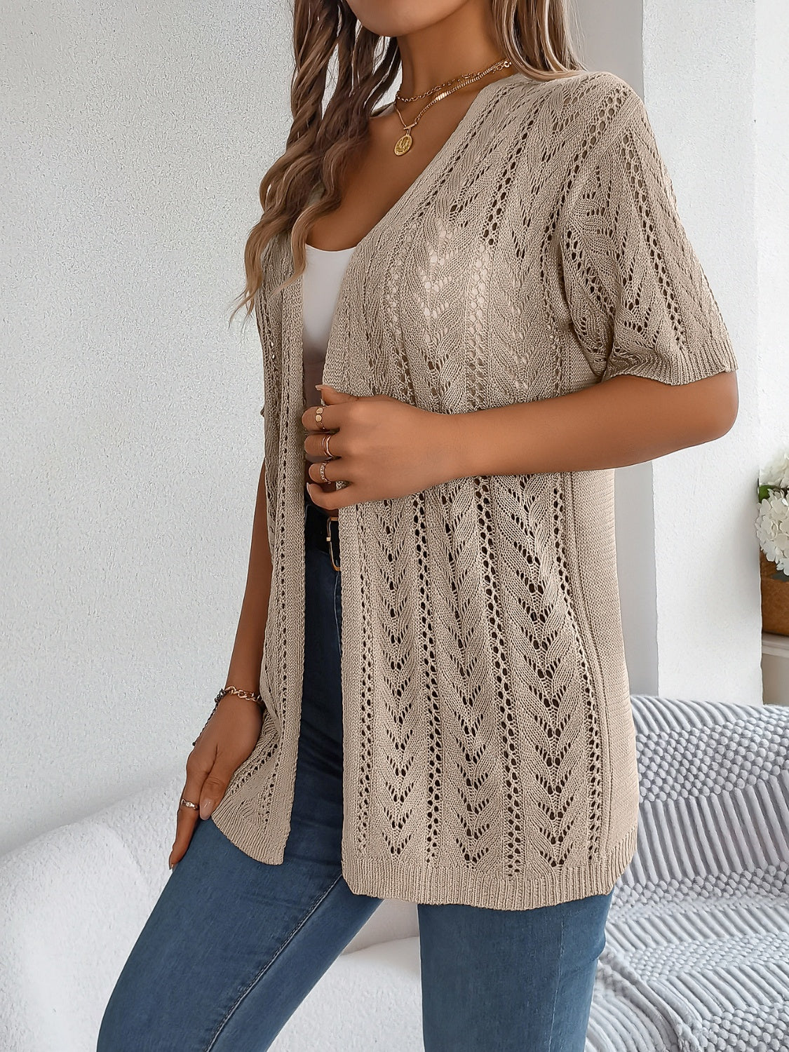 Openwork Long Sleeve Cardigan main image 0