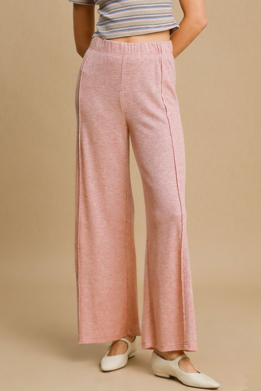 Umgee Elastic Waist Wide Leg Knit Pants - Charming Charlie