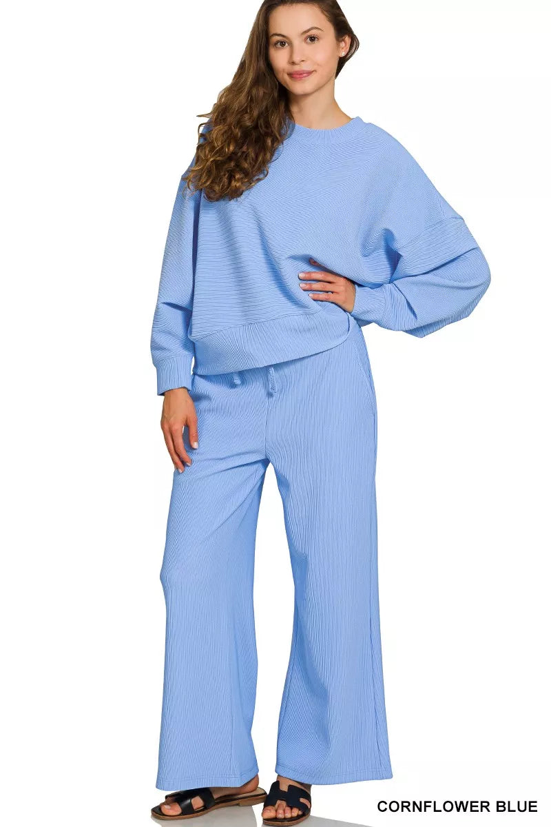 ブルーナ ZENANA FLEECE HI/LO SWEATSHIRT W/POCKETS (SPRING BLUE) – Johnnie