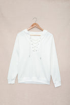 Lace Up Long Sleeve Hoodie - Charming Charlie