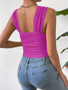 Textured Square Neck Wide Strap Tank - Charming Charlie