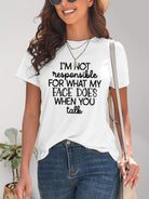 Letter Graphic Round Neck Short Sleeve T-Shirt - Charming Charlie