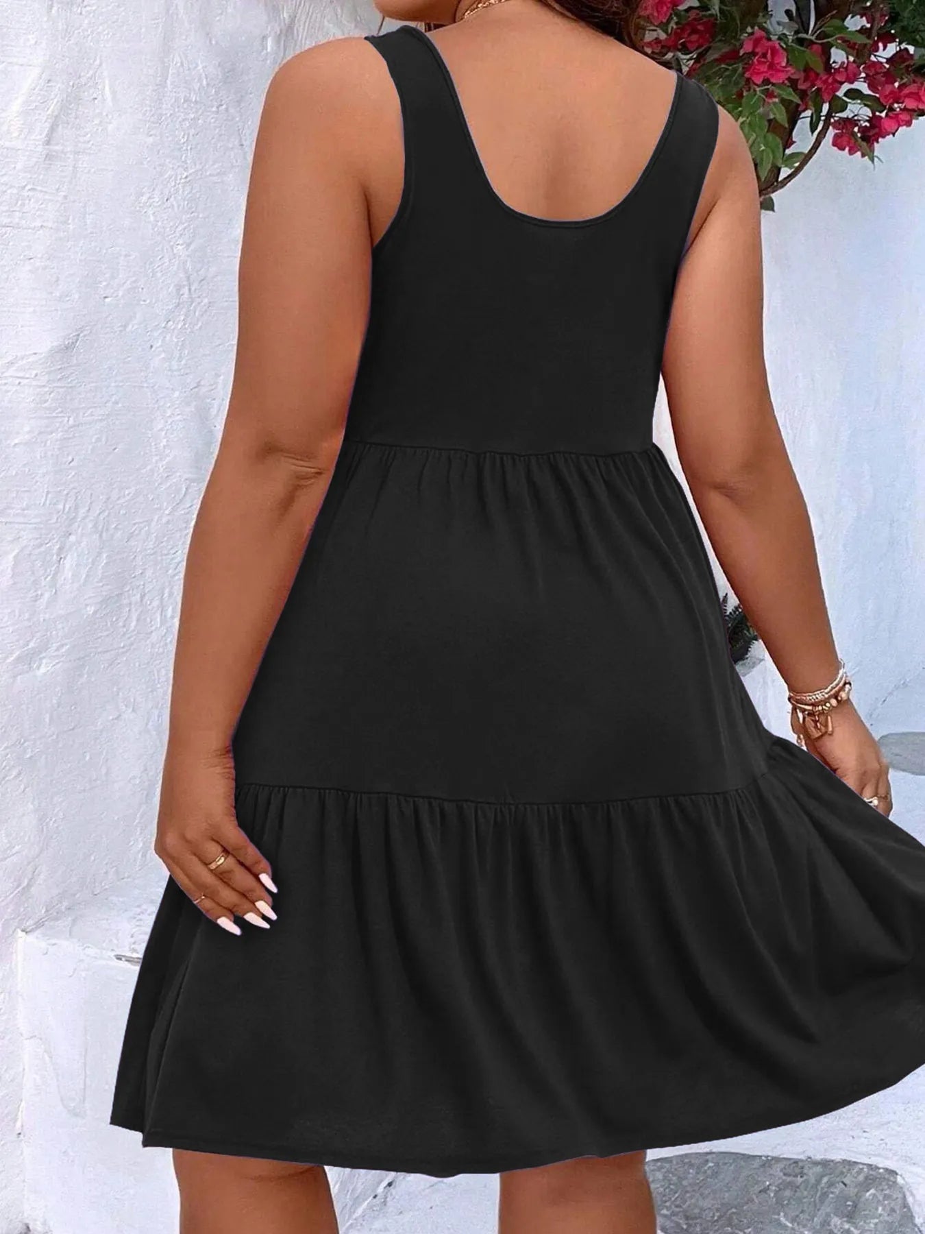 Plus Size Tiered Scoop Neck Tank Dress Purple / 3XL