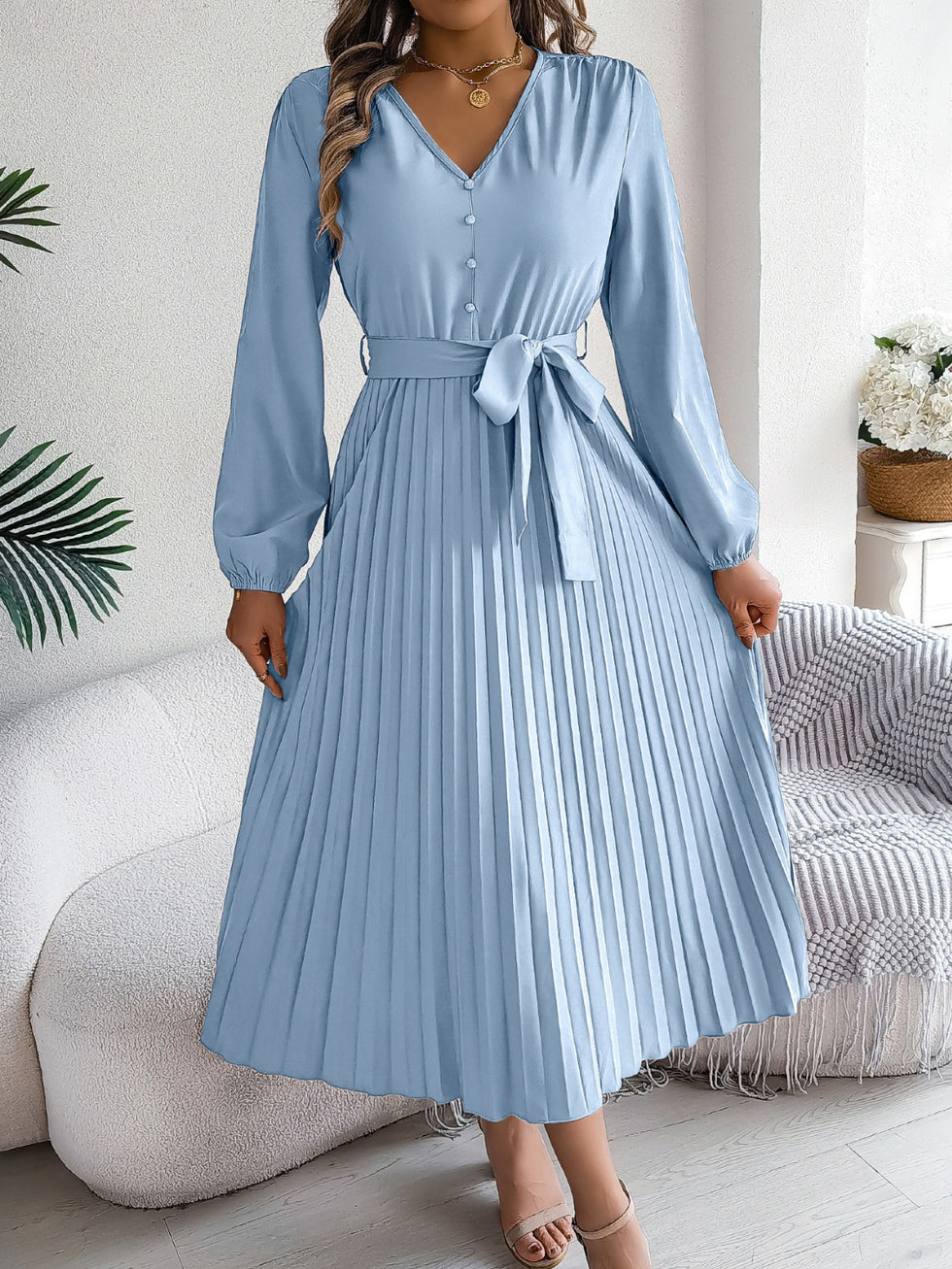 Devine Tied V-Neck Sleeveless Top and Pants Set main image 0