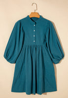Corduroy Quarter Snap Three-Quarter Sleeve Dress - Charming Charlie