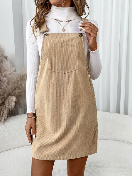 brown dress overalls Corduroy Overall with Pocket Khaki / M Collection:Island Goddess - Crystal Blue line silhouette. Women Summer Backless Mini baby_pearls_dress