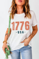 Graphic Round Neck Short Sleeve T-Shirt - Charming Charlie