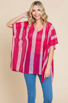 Cotton Bleu by Nu Label V Neck Drop Shoulder Oversize Top - Charming Charlie