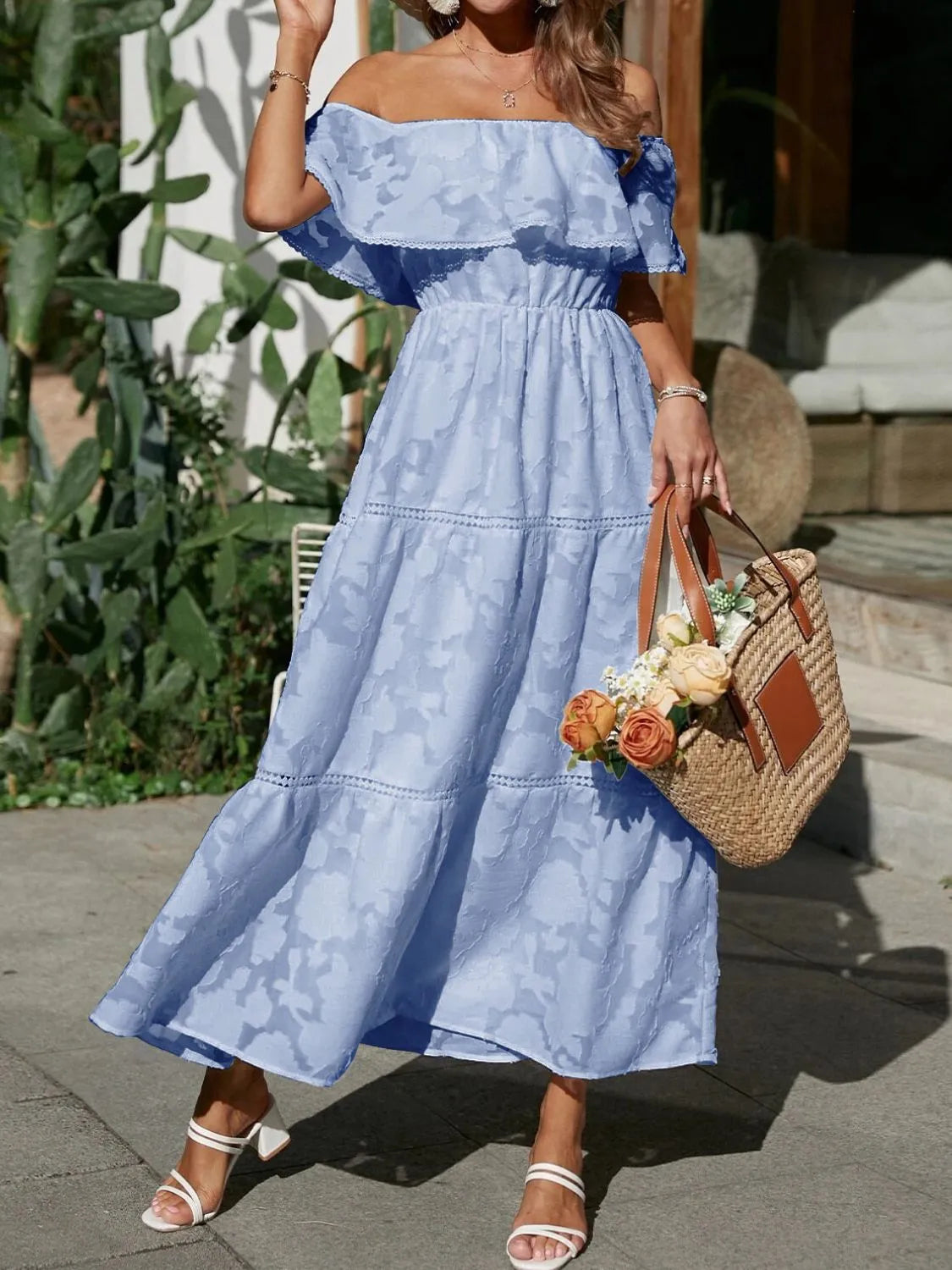 ruched short sleeve midi dress Ruched Off Shoulder Short Sleeve Midi Dress – Charming Charlie
