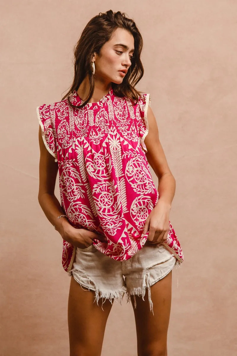 BiBi Jersey Knit Gathered Top with Ruffles main image 0