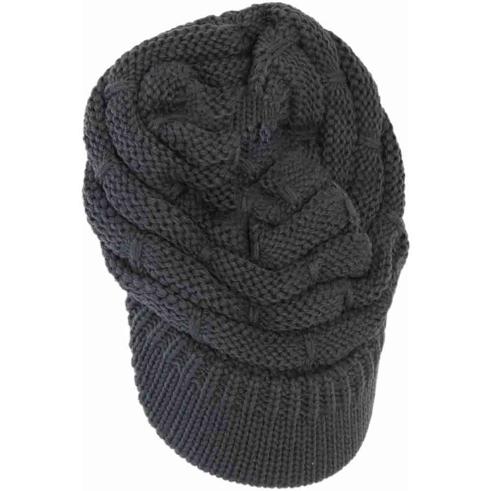 dark-Grey- Ribbed Knit Hat with a Brim offers a sophisticated blend of texture and functionality. Crafted with a detailed ribbed stitch, this hat ensures warmth and durability, while the integrated brim provides essential sun protection without compromising style. Designed for those seeking a refined accessory, it delivers comfort and versatility suitable for various outdoor conditions.