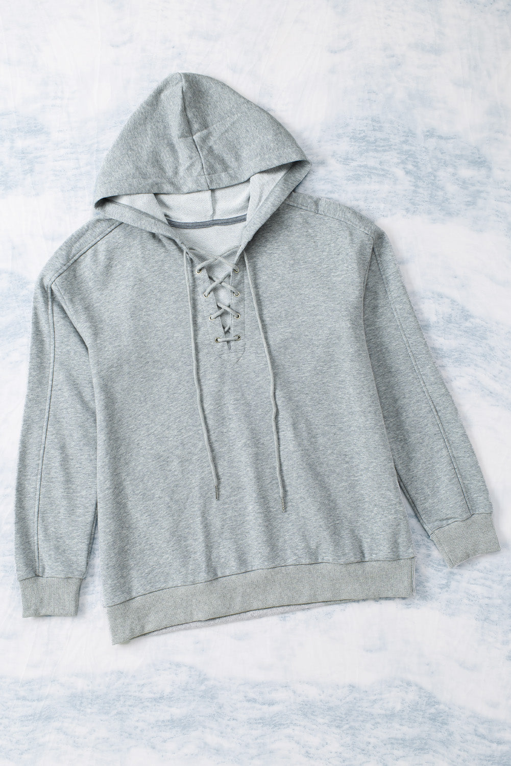 Lace Up Long Sleeve Hoodie - Charming Charlie
