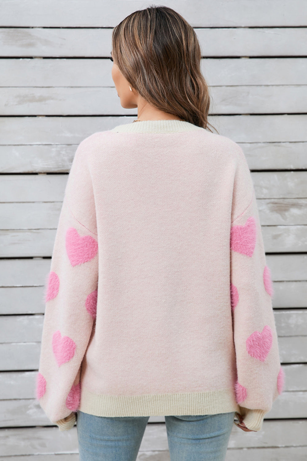 Angel Wings Heart Dropped Shoulder Long Sleeve Sweater – Charming