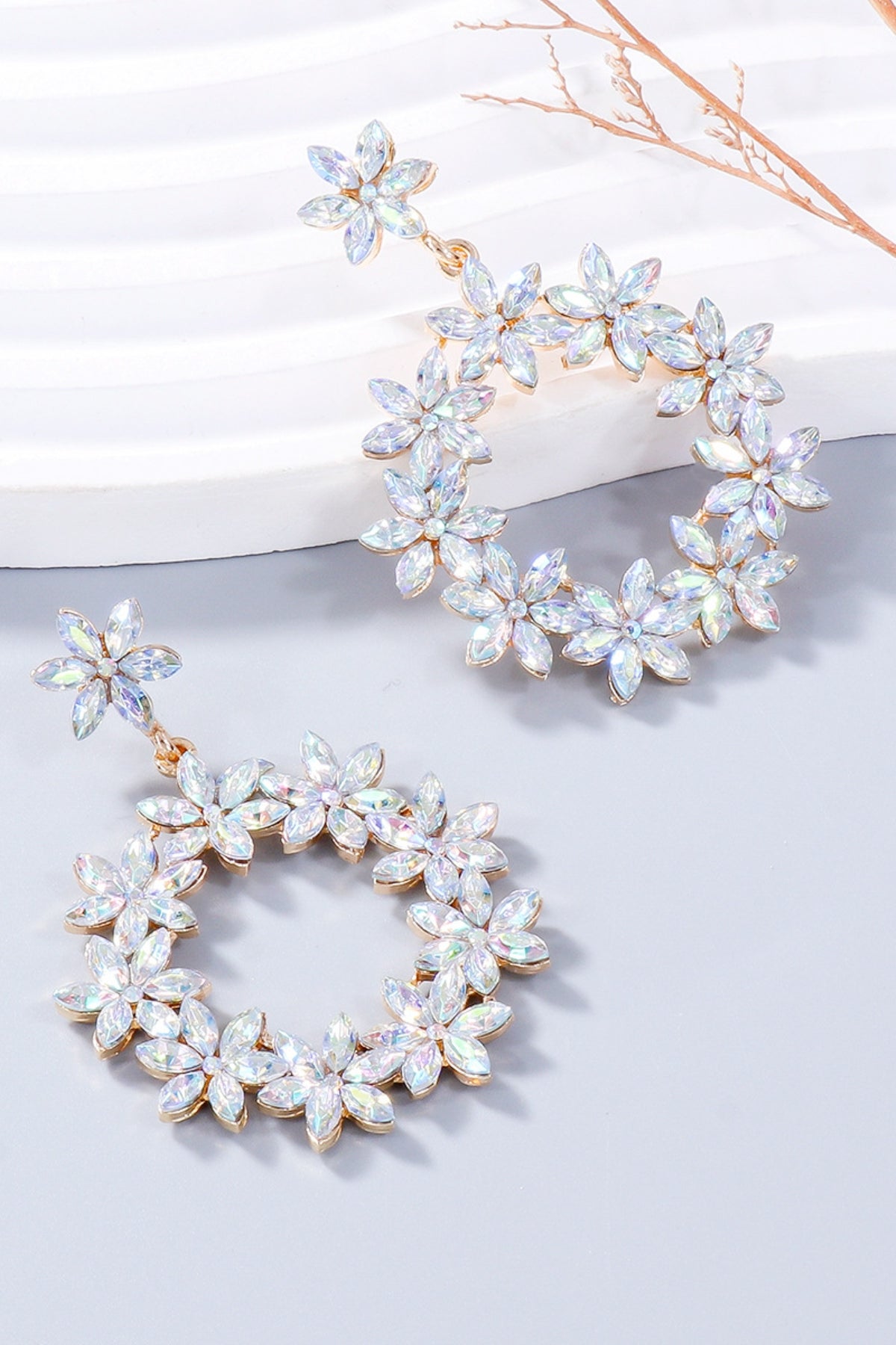 Rhinestone Flower Dangle Earrings - Charming Charlie