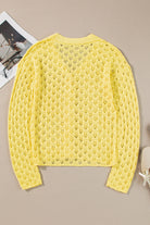 Openwork V-Neck Long Sleeve Cardigan - Charming Charlie