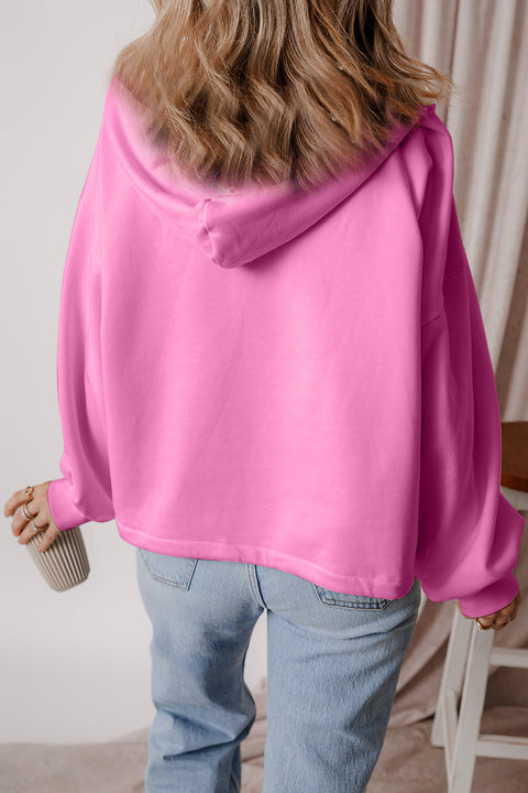 Half Zip Pocketed Dropped Shoulder Hoodie main image 0