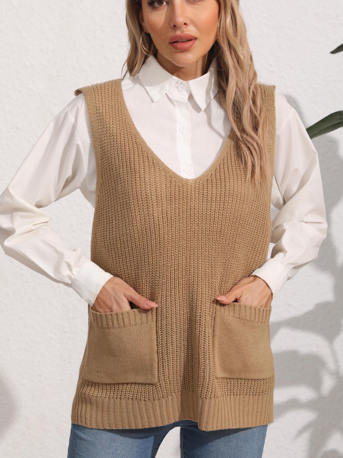 Pocketed V-Neck Sweater Vest – Charming Charlie