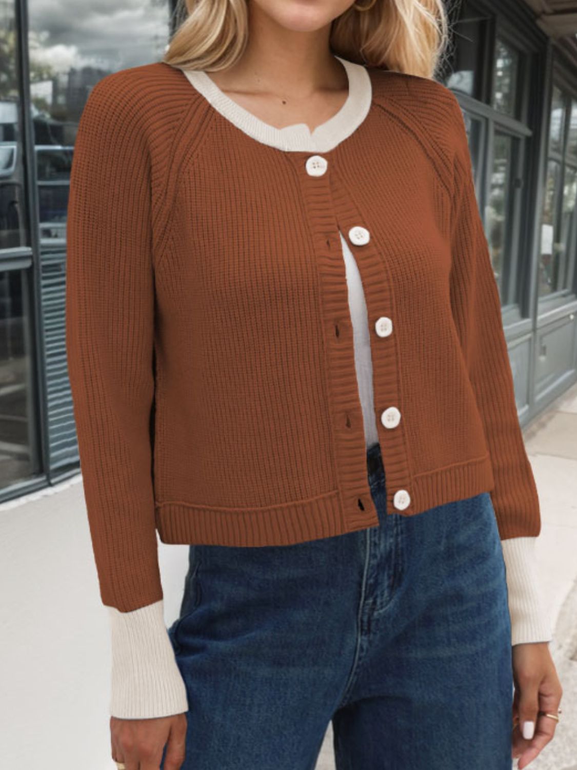 Button Up Long Sleeve Cardigan main image 1