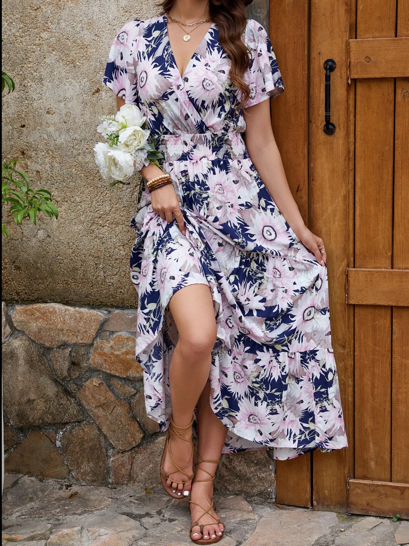 surplice georgette midi dress Floral Print Surplice Midi Dress – Charming Charlie