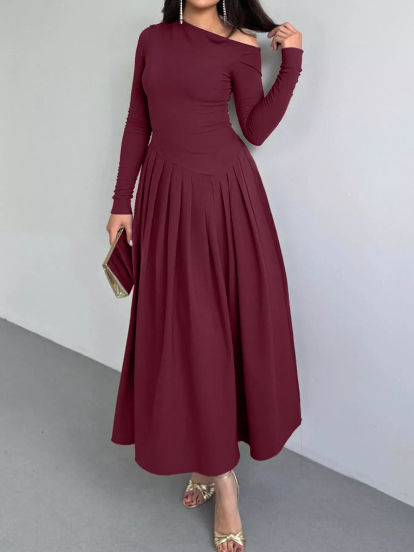 Ruched One Shoulder Long Sleeve Dress Charming Charlie Ruched One Shoulder Long Sleeve Dress Charming Charlie