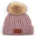 Mauve C.C Double Braided Beanie Faux Fur Pom Pom & Leather Patch Winter Hat; reach for this classic toasty hat to keep you nice n warm in the chilly winter weather, the wintry touch finish to your outfit. Perfect Gift Birthday, Christmas, Holiday, Anniversary, Stocking Stuffer, Secret Santa, Valentine's Day, Loved One, BFF