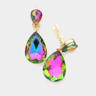 Vitrail Medium Double Teardrop Stone Link Clip on Evening Earrings