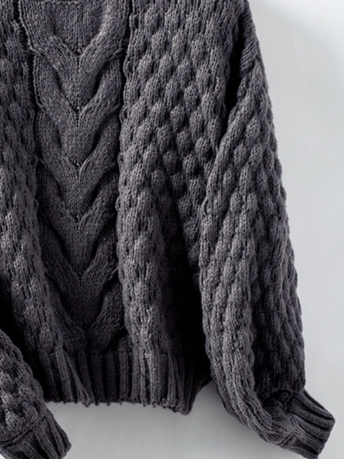 Cable-Knit Round Neck Long Sleeve Sweater – Charming Charlie