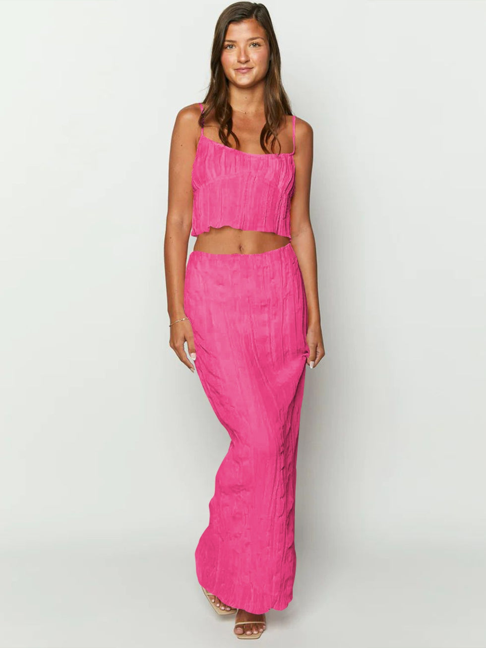 Long sleeve square neck ruched solid mini skirt set