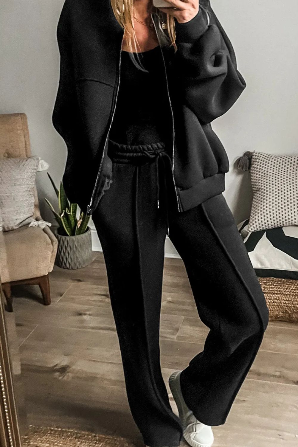Zip Up Long Sleeve Top and Pants Set - Charming Charlie