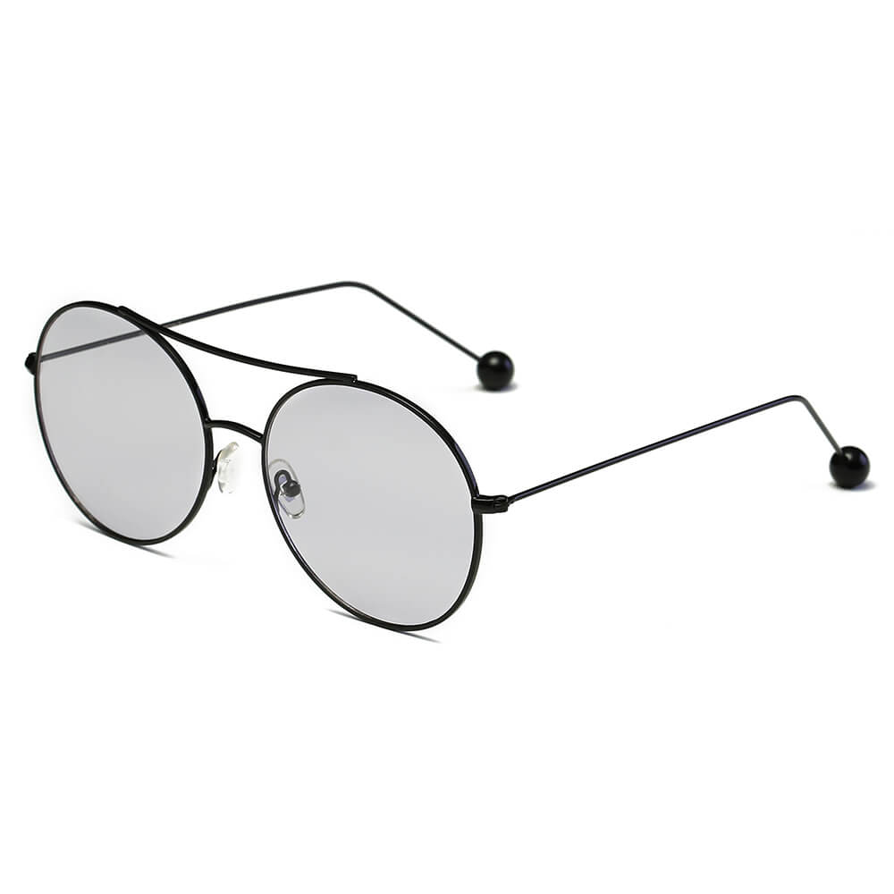 EUREKA | S1016 - Unisex Round Tinted Lens Aviator Clear Glasses Balled Sunglasses - Cramilo Eyewear - Stylish Trendy Affordable Sunglasses Clear Glasses Eye Wear Fashion