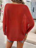 V-Neck Batwing Sleeve Knit Top - Charming Charlie