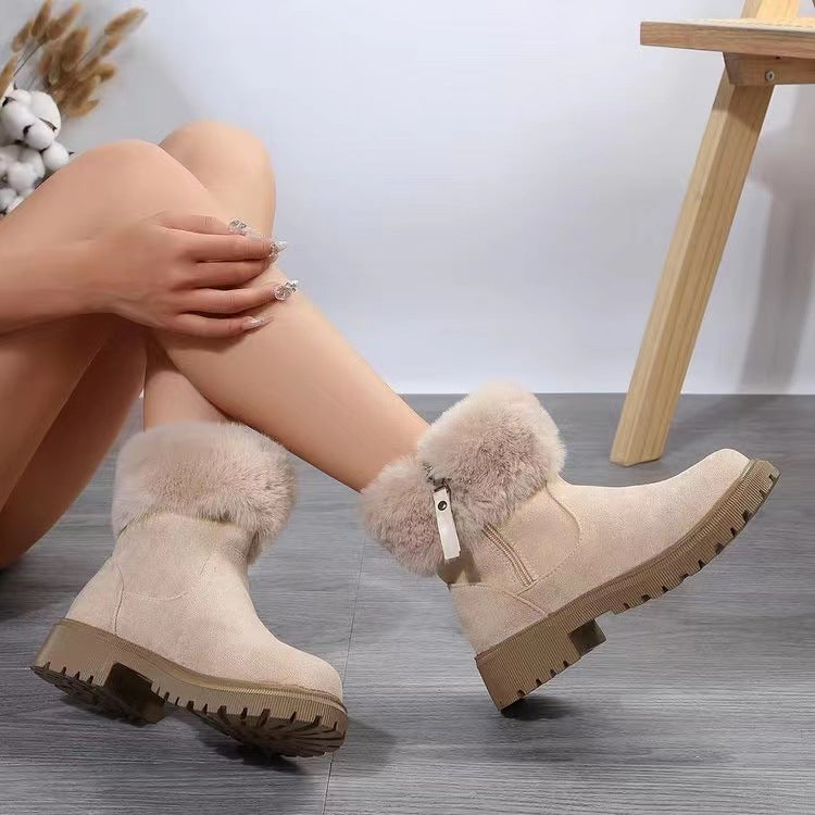 Faux Fur Double Buckle Ankle Boots Ladies Ella Ankle Boots Faux