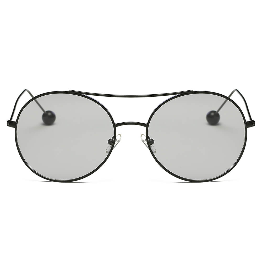 EUREKA | S1016 - Unisex Round Tinted Lens Aviator Clear Glasses Balled Sunglasses - Cramilo Eyewear - Stylish Trendy Affordable Sunglasses Clear Glasses Eye Wear Fashion