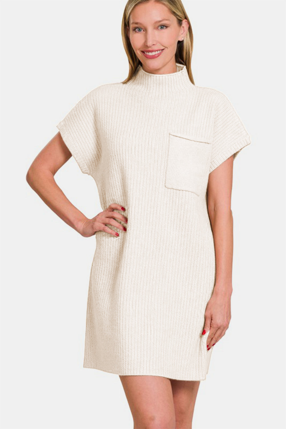 Zenana Short Sleeve Sweater Mini Dress - Charming Charlie