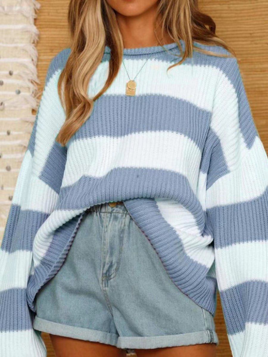 Perfee Cherry Round Neck Long Sleeve Sweater