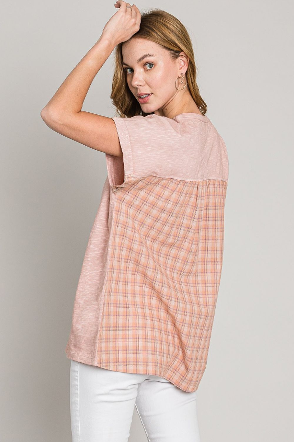 Cotton Bleu by Nu Label Plaid Short Sleeve T-Shirt - Charming Charlie