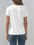 Graphic Round Neck Short Sleeve T-Shirt - Charming Charlie