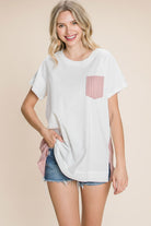 Cotton Bleu by Nu Label Contrast Striped Short Sleeve T-Shirt - Charming Charlie