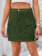 Pocketed Buttoned Denim Skirt - Charming Charlie