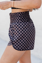 Checkered Elastic Waist Shorts - Charming Charlie