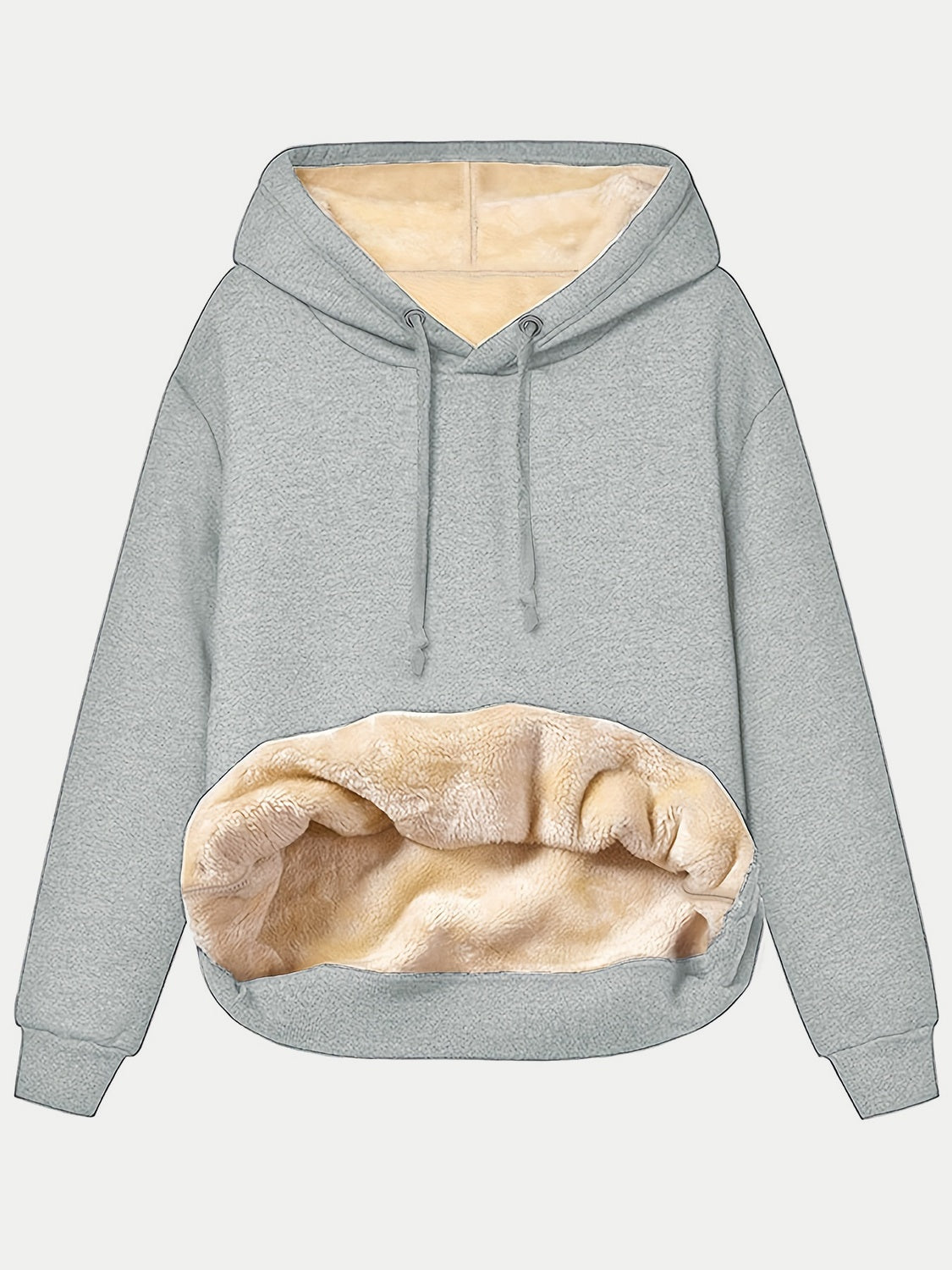 Drawstring Long Sleeve Hoodie with Kangaroo Pocket - Charming Charlie