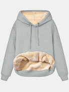 Drawstring Long Sleeve Hoodie with Kangaroo Pocket - Charming Charlie