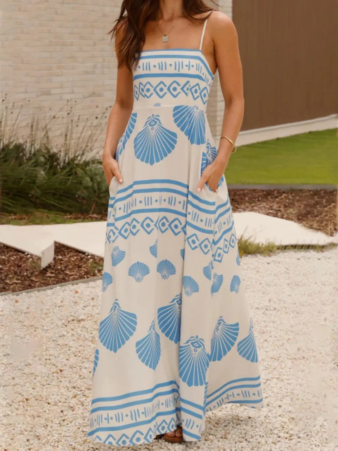 Seashell Print Spaghetti Strap Maxi Dress – Charming Charlie