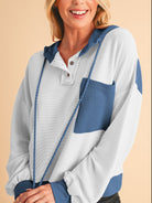 Corded Color Block Drawstring Hoodie - Charming Charlie