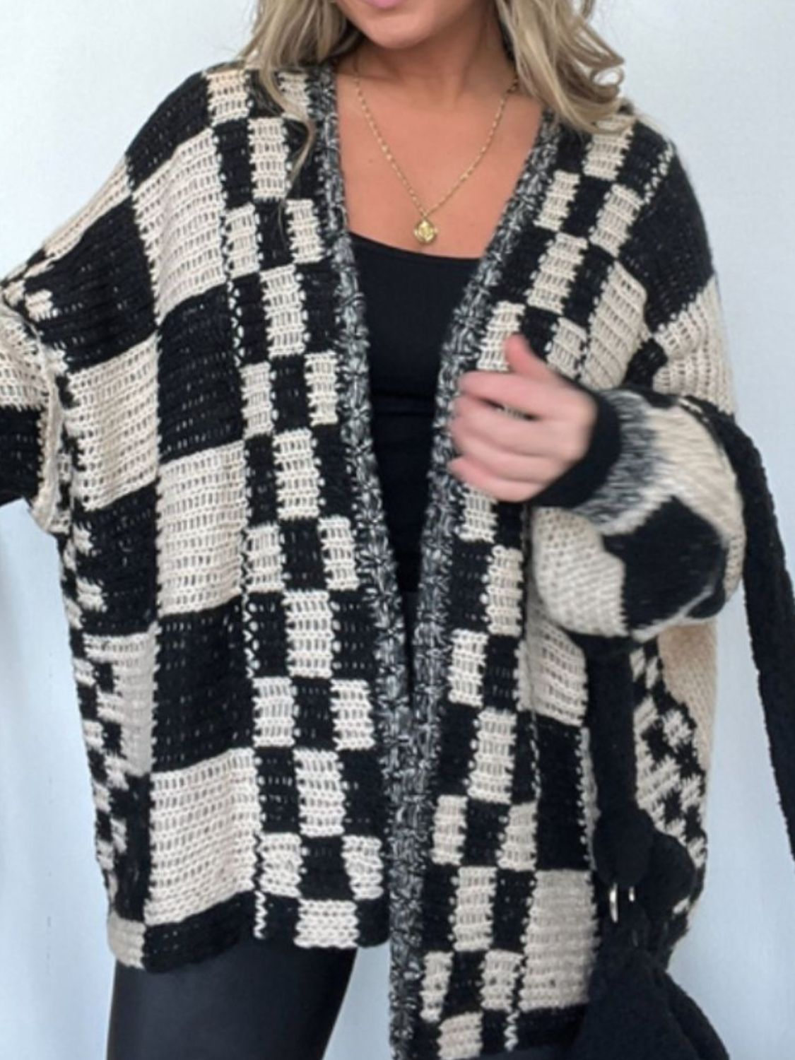 Plaid Open Front Long Sleeve Cardigan – Charming Charlie