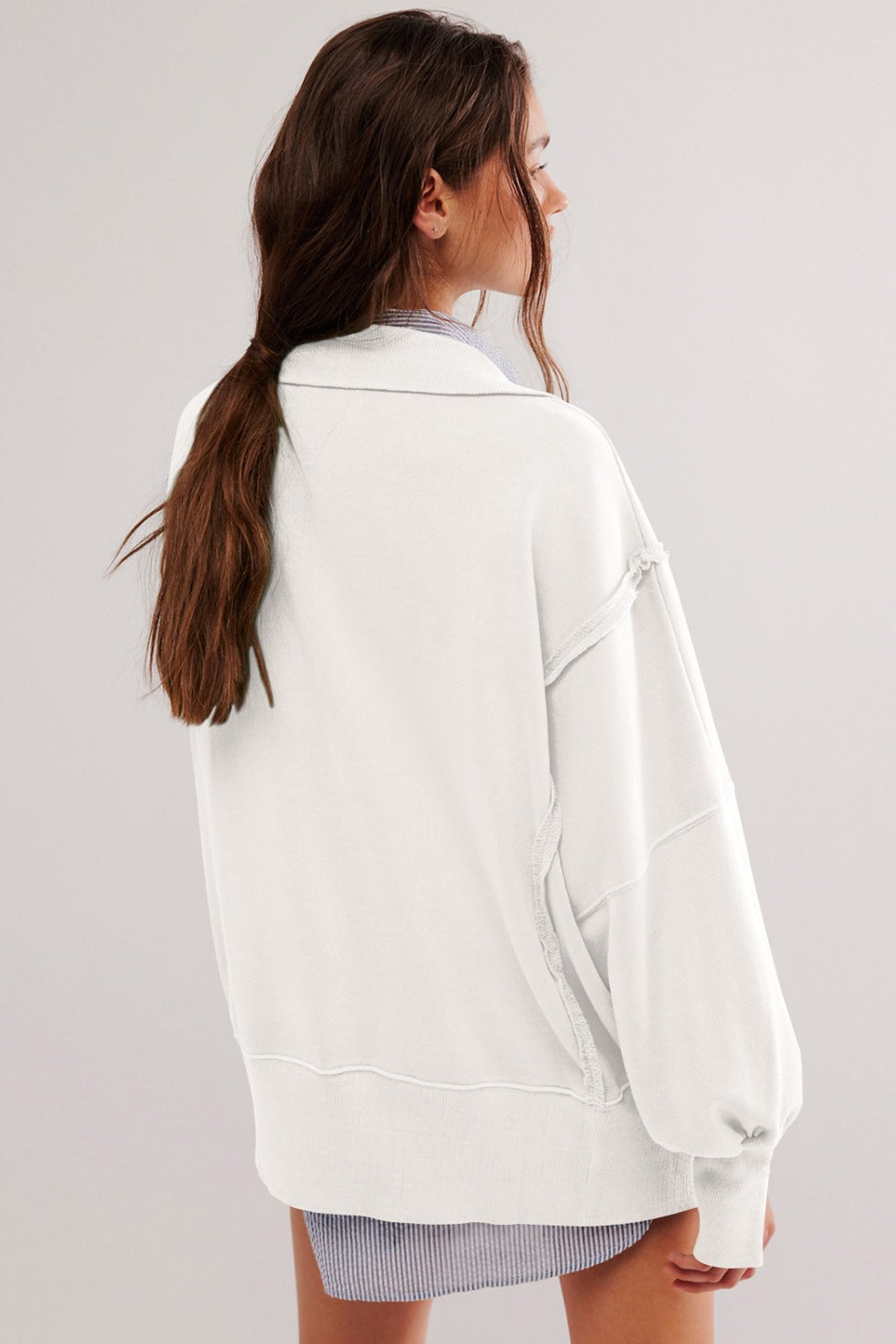 Red Sandalwood Mineral Wash Exposed Seam Side Slit Sweatshirt main image 1