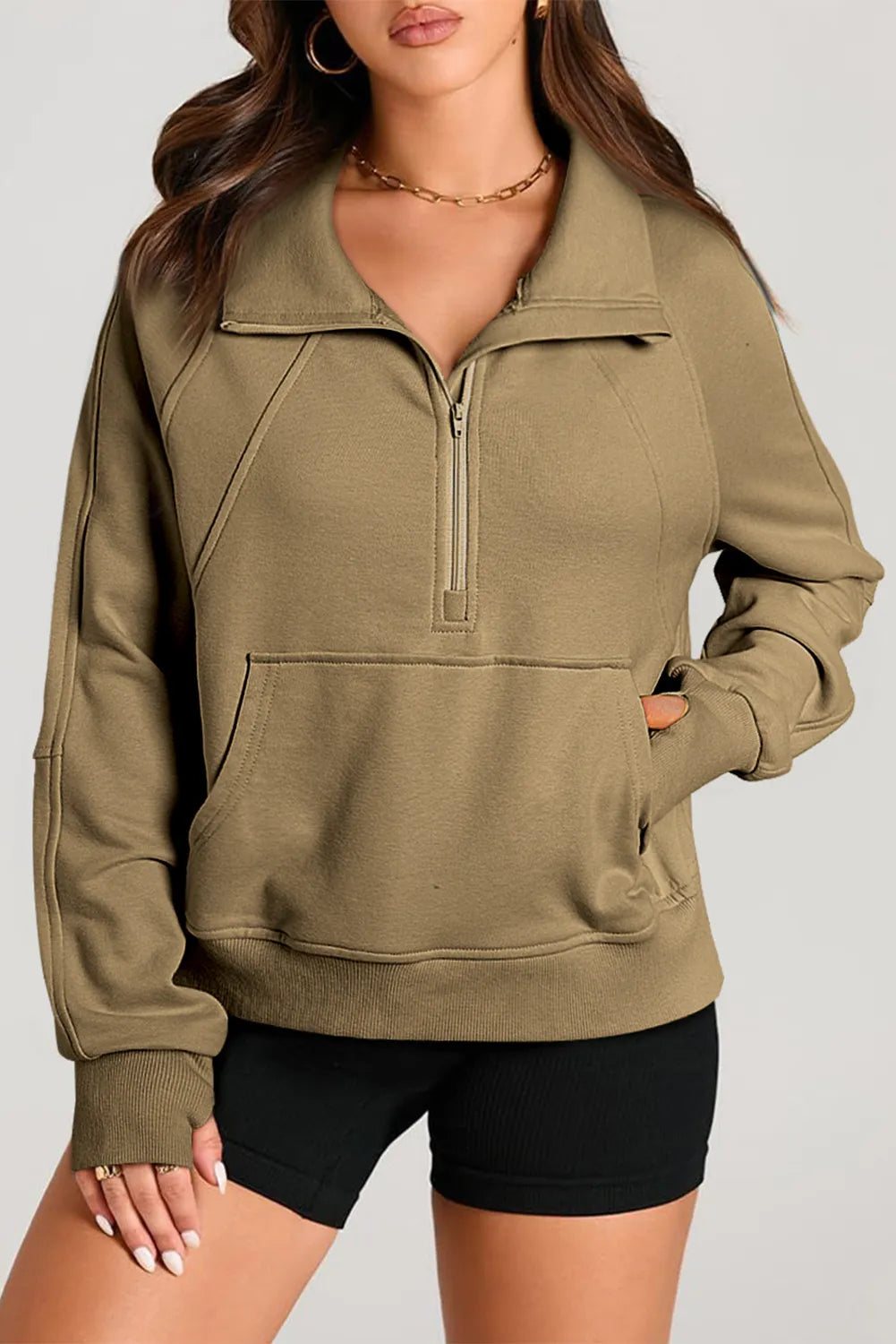 Half Zip Long Sleeve Sweatshirt - Charming Charlie